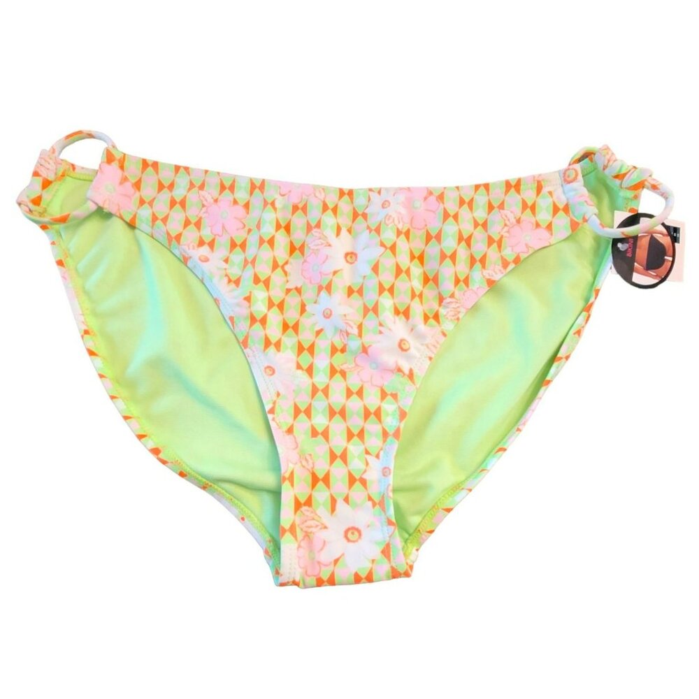 Bikini Swimsuit Bottom Neon Green and Orange Floral Juniors XL 15-17 JH1714